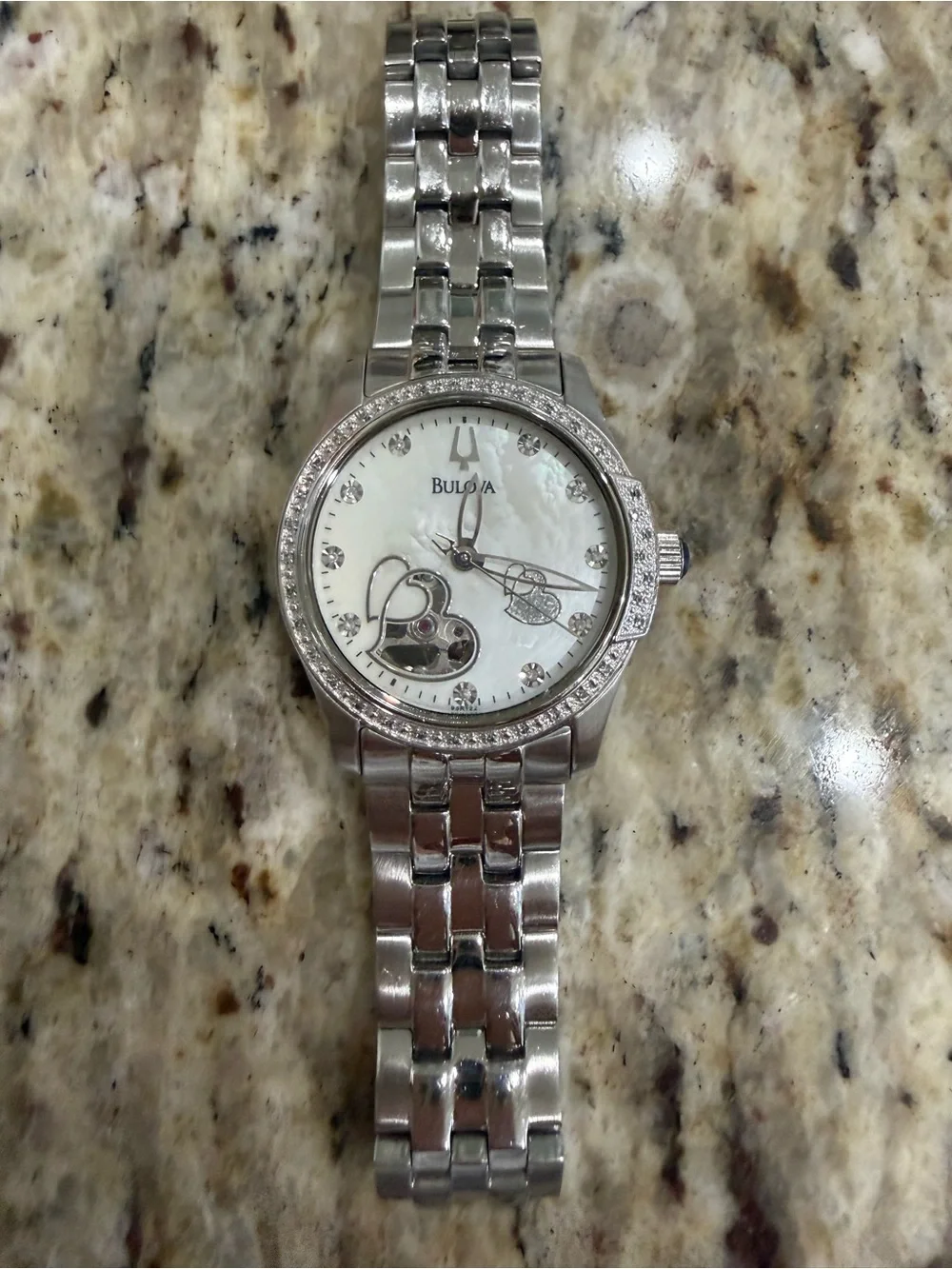 Bulova Mother-of-Pearl Dial Women's Heart Accent Automatic Watch